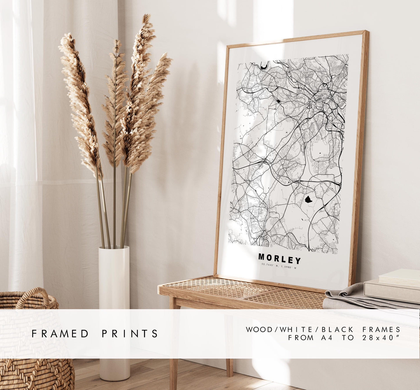 Morley Map Print - Minimalist City Map Poster - Map Art - UK - Morley Print - Morley, West Yorkshire - Different Colours Available