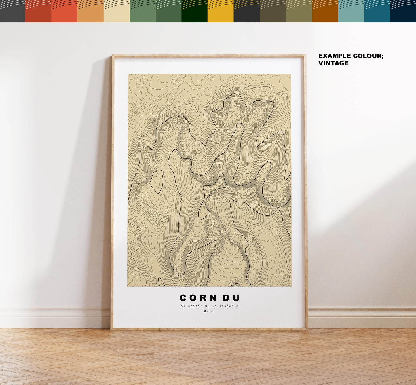 Corn Du Print - Contour Map - Corn Du, Brecon Beacons - Wales - Topographic Map - Wall Art - Corn Du Contour Map - Topography