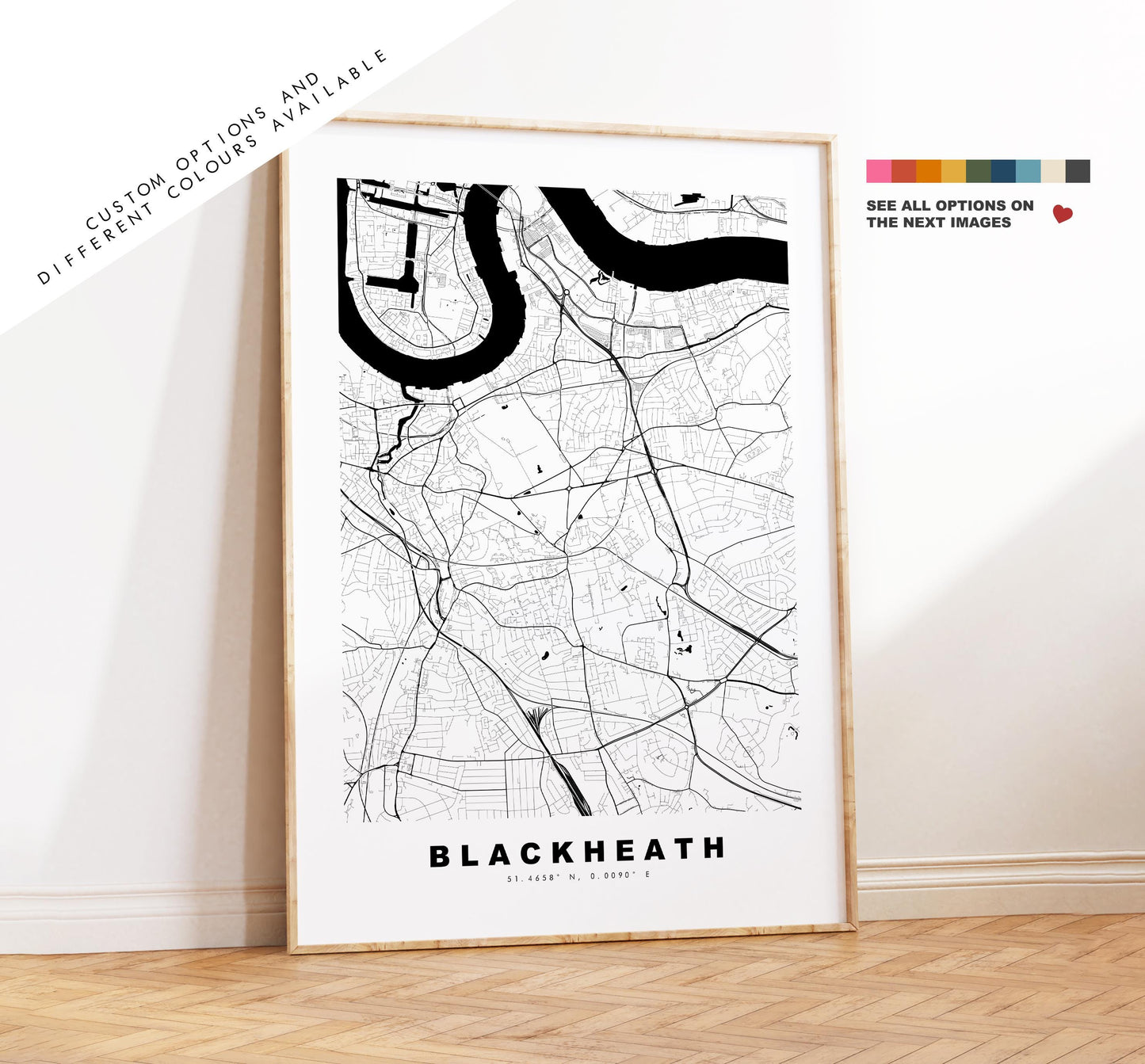Blackheath Map Print - Minimalist City Map Poster - Map Art - UK - Blackheath Print - Blackheath, London - Different Colours Available