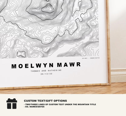 Moelwyn Mawr Map Print - Contour Map - Moelwyn Mawr Poster - Wales - Topographic Map - Print - Poster - Wall Art - Moelwynion - Ffestiniog