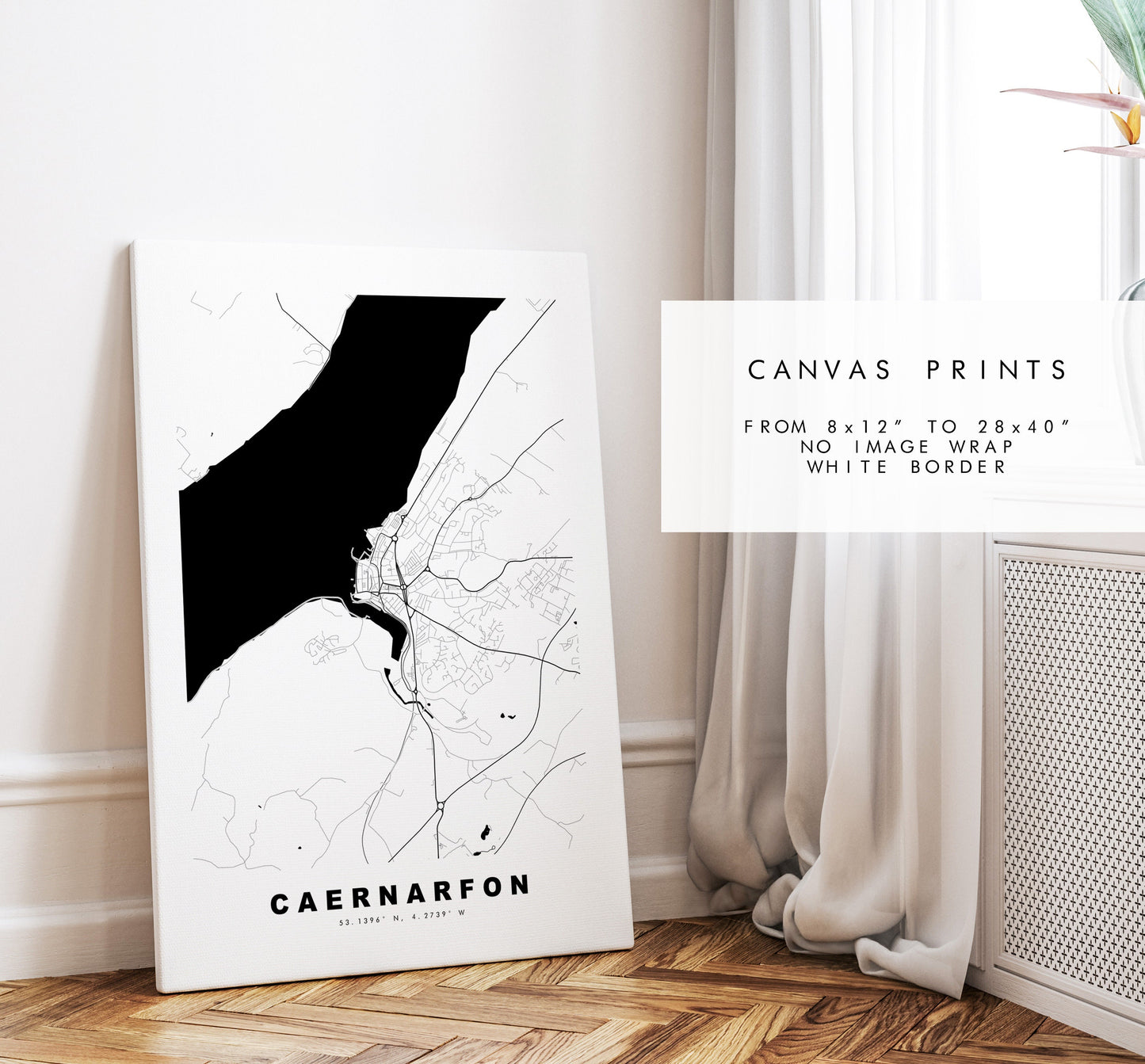 Caernarfon Map Print - Minimalist City Map Poster - Map Art - Wales - UK - Caernarfon Print - Caernarfon Poster - Different Colours Available