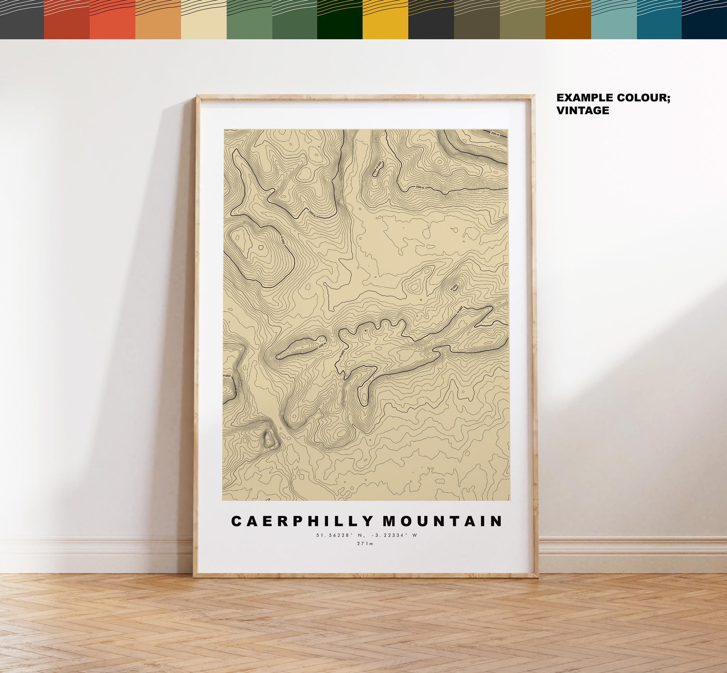 Caerphilly Mountain Print - Caerphilly Mountain Contour Map - Poster - Wales - Topographic Map - Print - Wall Art - Mynydd Caerffili