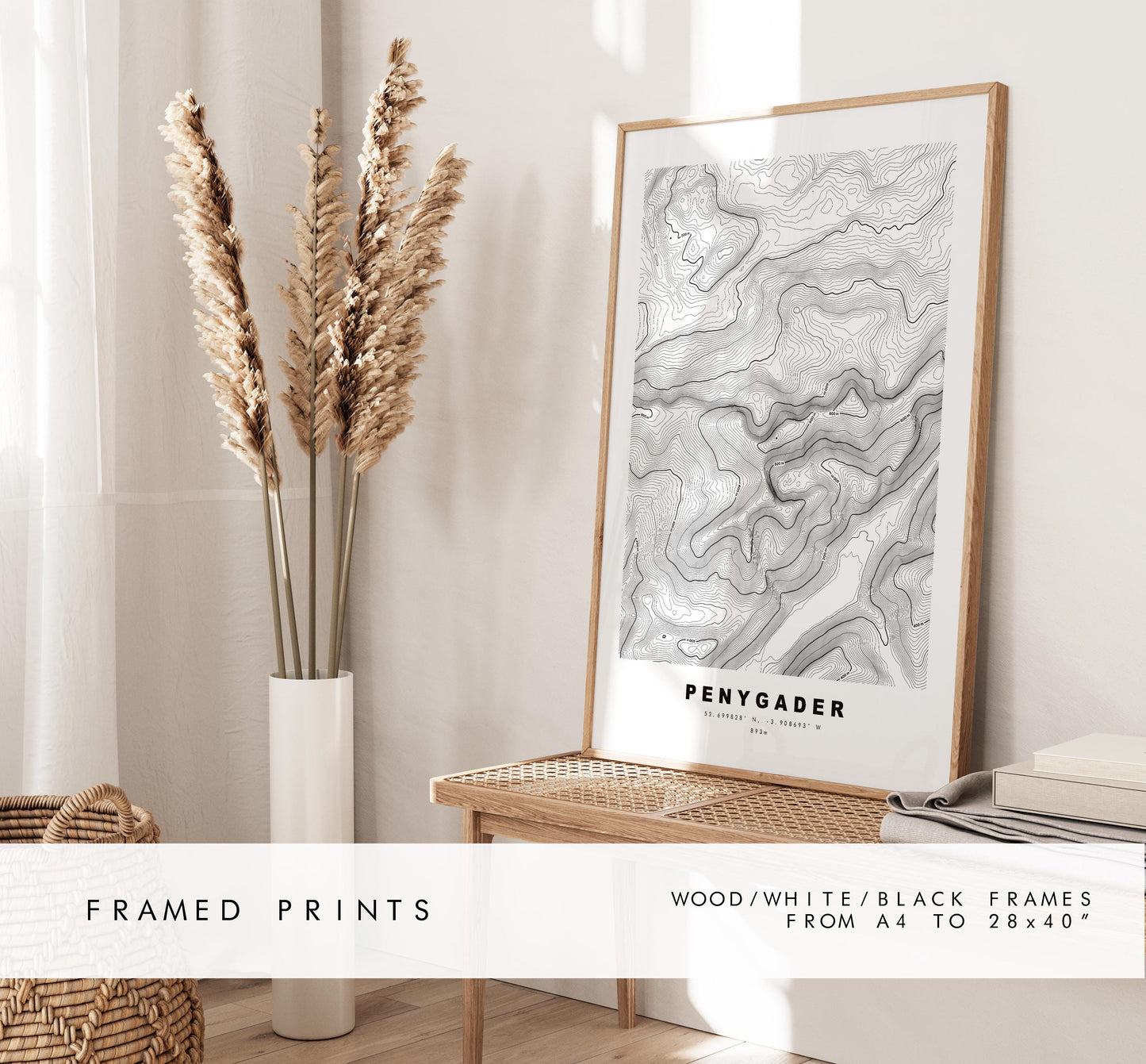 Penygader Print - Contour Map - Snowdonia - Wales - Topographic Map - Print - Poster - Wall Art - Penygader Poster - Cadair Idris