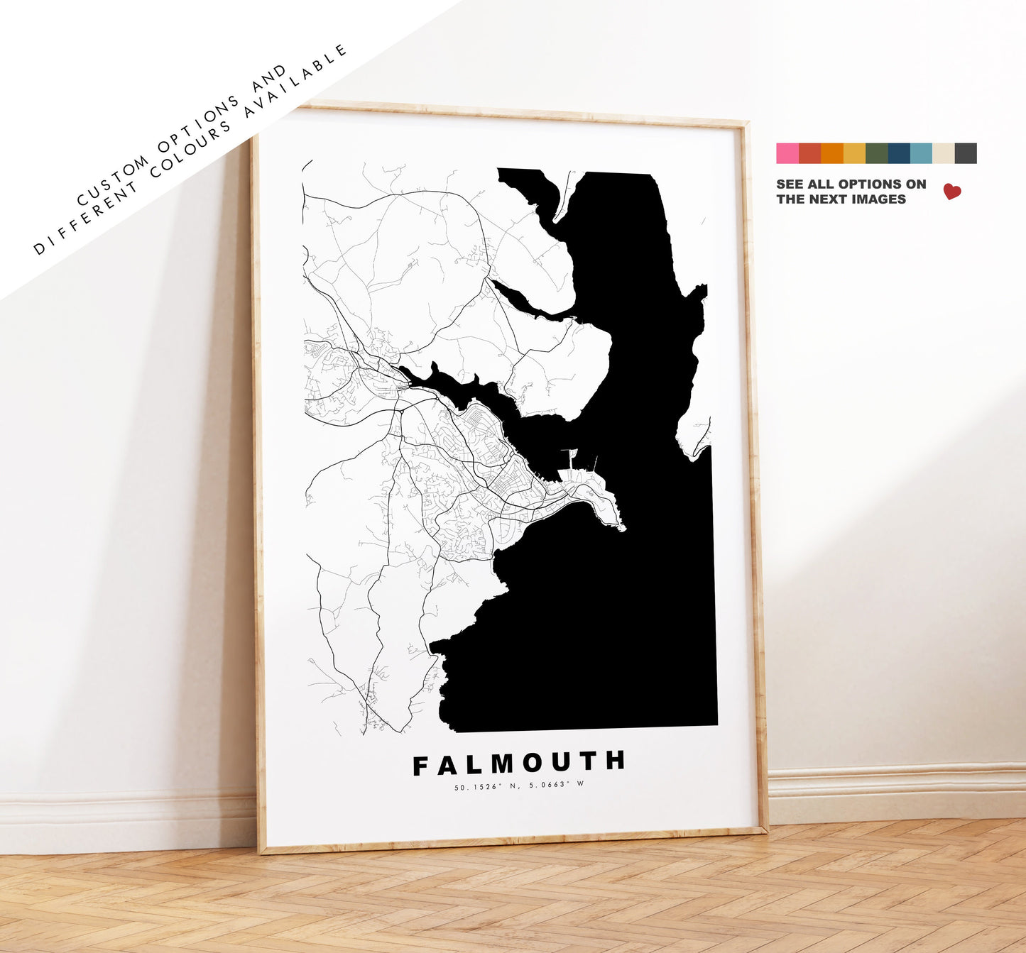 Falmouth Map Print - City Map Poster - Map Art - Map Wall Art - UK City Map - Falmouth Print - Coventry Poster - Wall Art - Map Poster