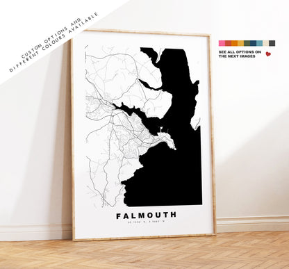 Falmouth Map Print - City Map Poster - Map Art - Map Wall Art - UK City Map - Falmouth Print - Coventry Poster - Wall Art - Map Poster