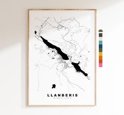 Llanberis Map Print - Minimalist City Map Poster - Map Art - Wales - UK - Llanberis Print - Llanberis Poster - Different Colours Available