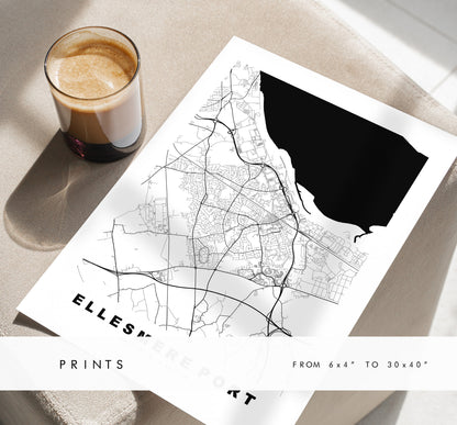 Ellesmere Port Map Print - Minimalist City Map Poster - Map Art - UK - Ellesmere Port Print - Ellesmere Poster - Different Colours Available