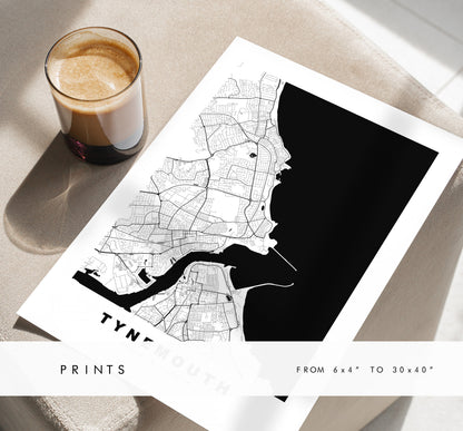 Tynemouth Map Print - Minimalist City Map Poster - Map Art - UK - Tynemouth Print - Tynemouth Poster - Different Colours Available