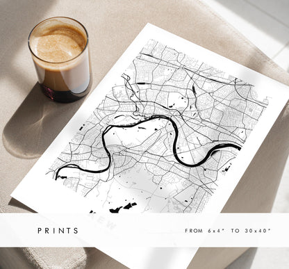 Kew Map Print - Minimalist City Map Poster - Map Art - UK - Kew Print - Kew, London - Different Colours Available