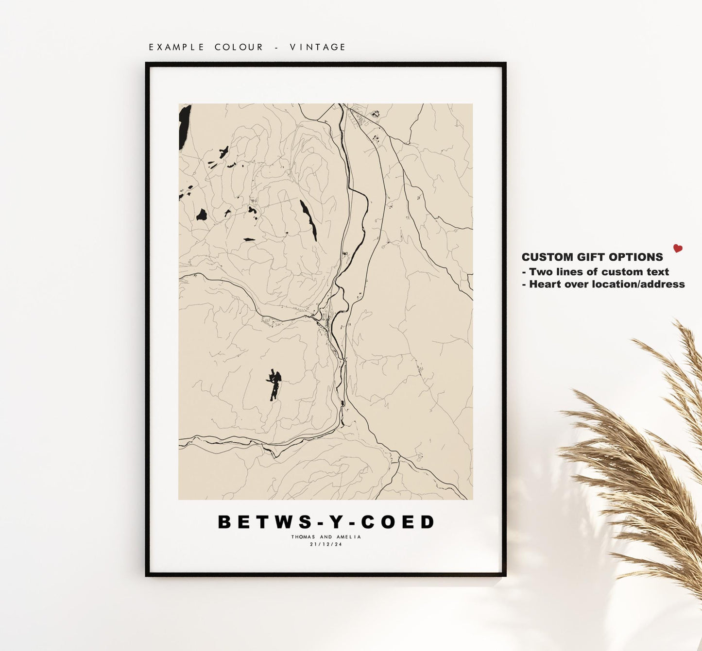 Betws-y-Coed Map Print - Minimalist City Map Poster - Map Art - Wales - UK - Betws-y-Coed Print - Poster - Different Colours Available