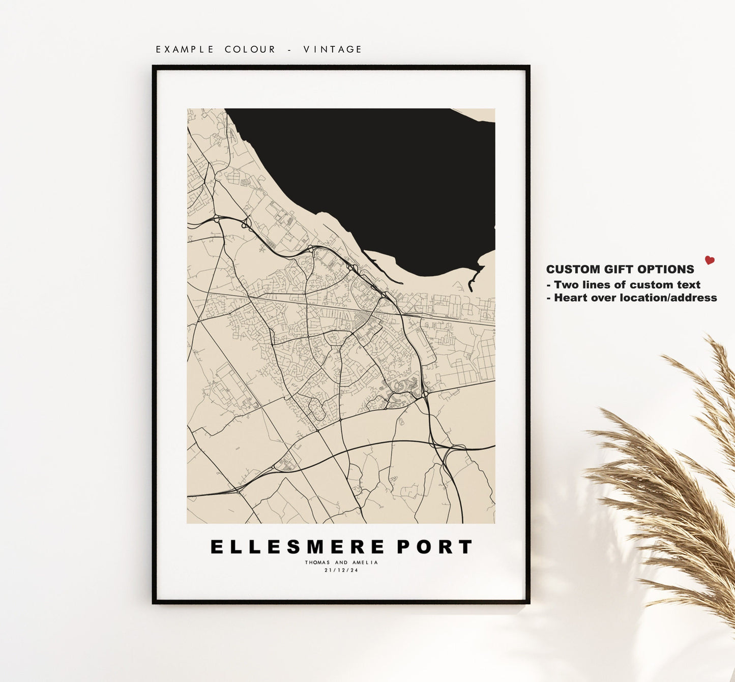 Ellesmere Port Map Print - Minimalist City Map Poster - Map Art - UK - Ellesmere Port Print - Ellesmere Poster - Different Colours Available