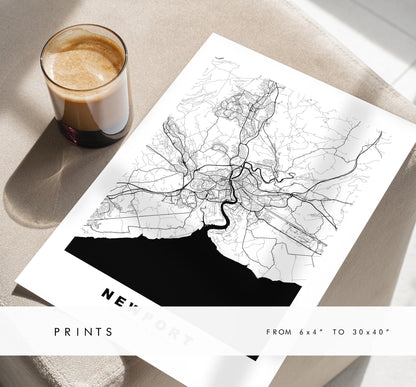 Newport Map Print - Minimalist City Map Poster - Map Art - Wales - UK - Newport Print - Newport Poster - Different Colours Available