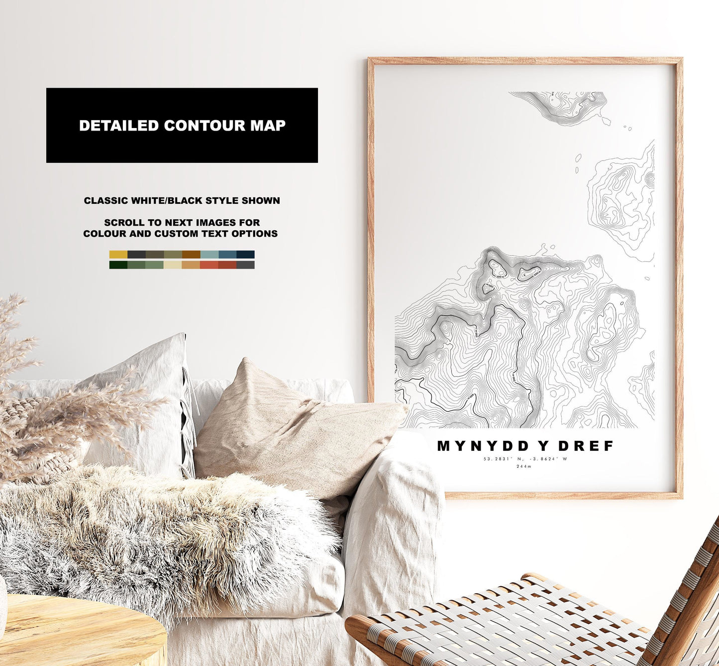 Mynydd y Dref Map Print (Conwy Mountain) - Contour Map - Conwy Mountain - Wales - Topographic Map - Print - - Wall Art - Carneddau Range