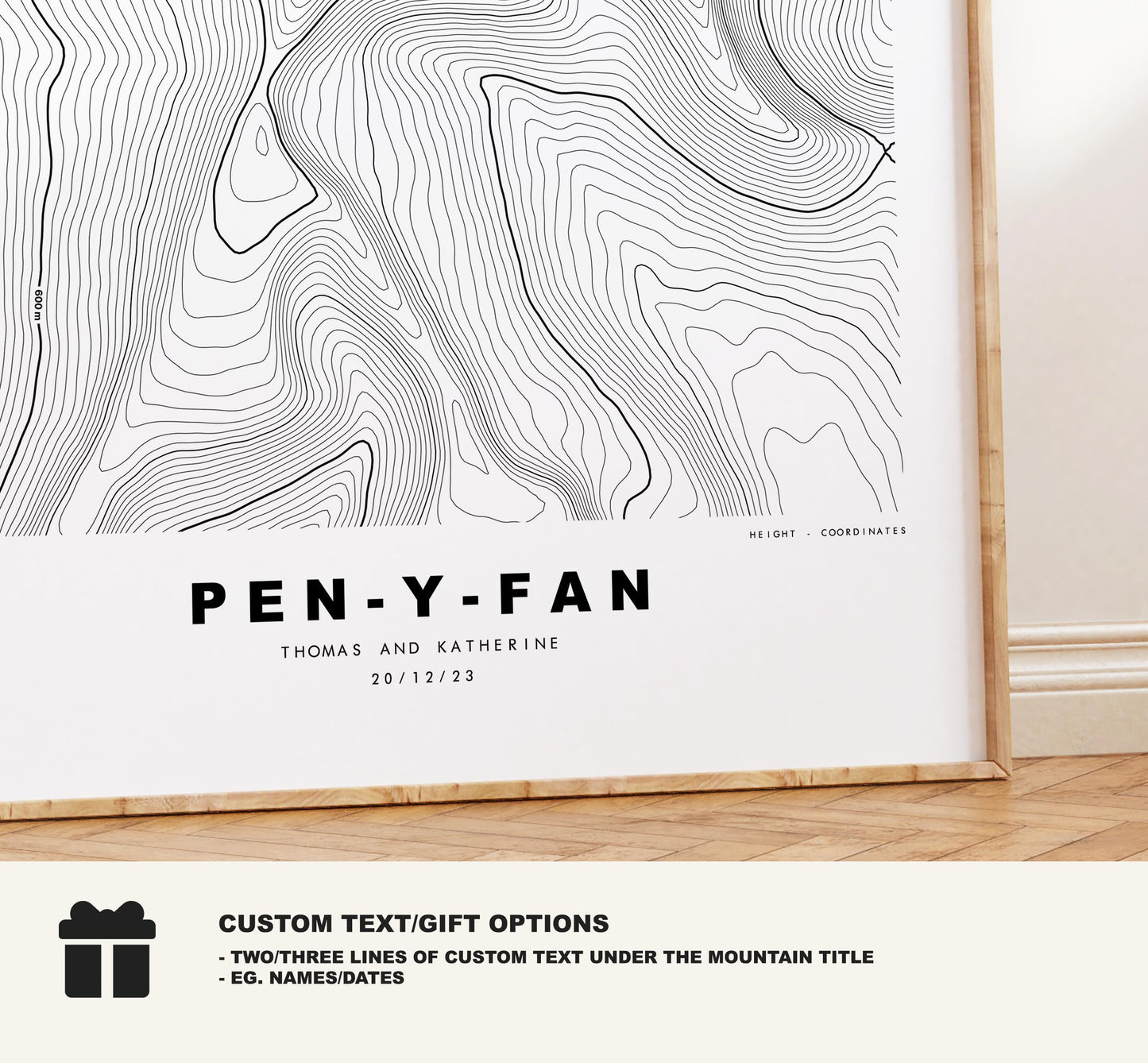 Pen-y-Fan Print - Contour Map - Pen-y-Fan Brecon Beacons - Wales - Topographic Map - Wall Art - Welsh Three Peak Challenge - Topography