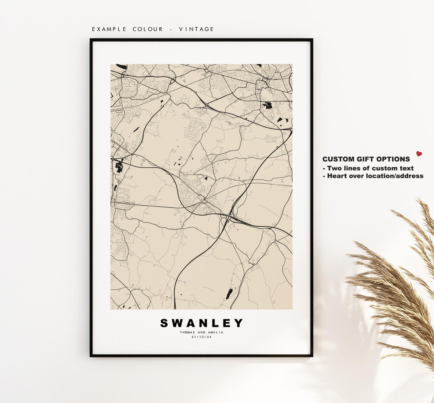 Swanley Map Print - Minimalist City Map Poster - Map Art - UK - Swanley Print - Swanley, Kent - Different Colours Available
