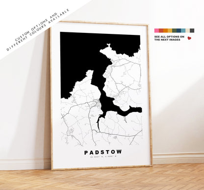 Padstow Map Print - Minimalist City Map Poster - Map Wall Art - UK - Padstow Print - Padstow Poster - Different Colours Available