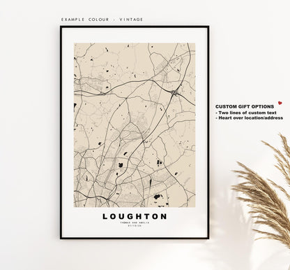 Loughton Map Print - Minimalist City Map Poster - Map Art - UK - Loughton Print - Loughton, Essex - Different Colours Available