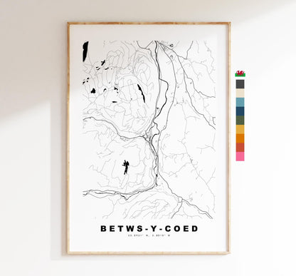 Betws-y-Coed Map Print - Minimalist City Map Poster - Map Art - Wales - UK - Betws-y-Coed Print - Poster - Different Colours Available