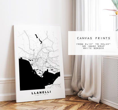 Llanelli Map Print - Minimalist City Map Poster - Map Art - Wales - UK - Llanelli Print - Llanelli Poster - Different Colours Available