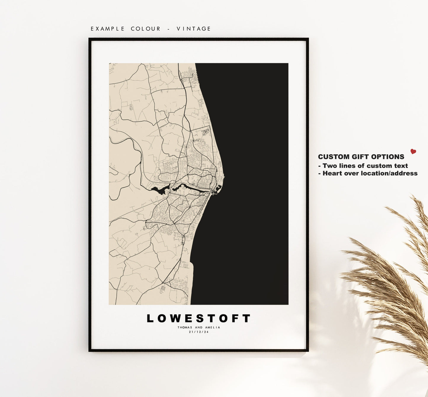Lowestoft Map Print - Minimalist City Map Poster - Map Wall Art - UK - Lowestoft Print - Lowestoft Poster - Different Colours Available