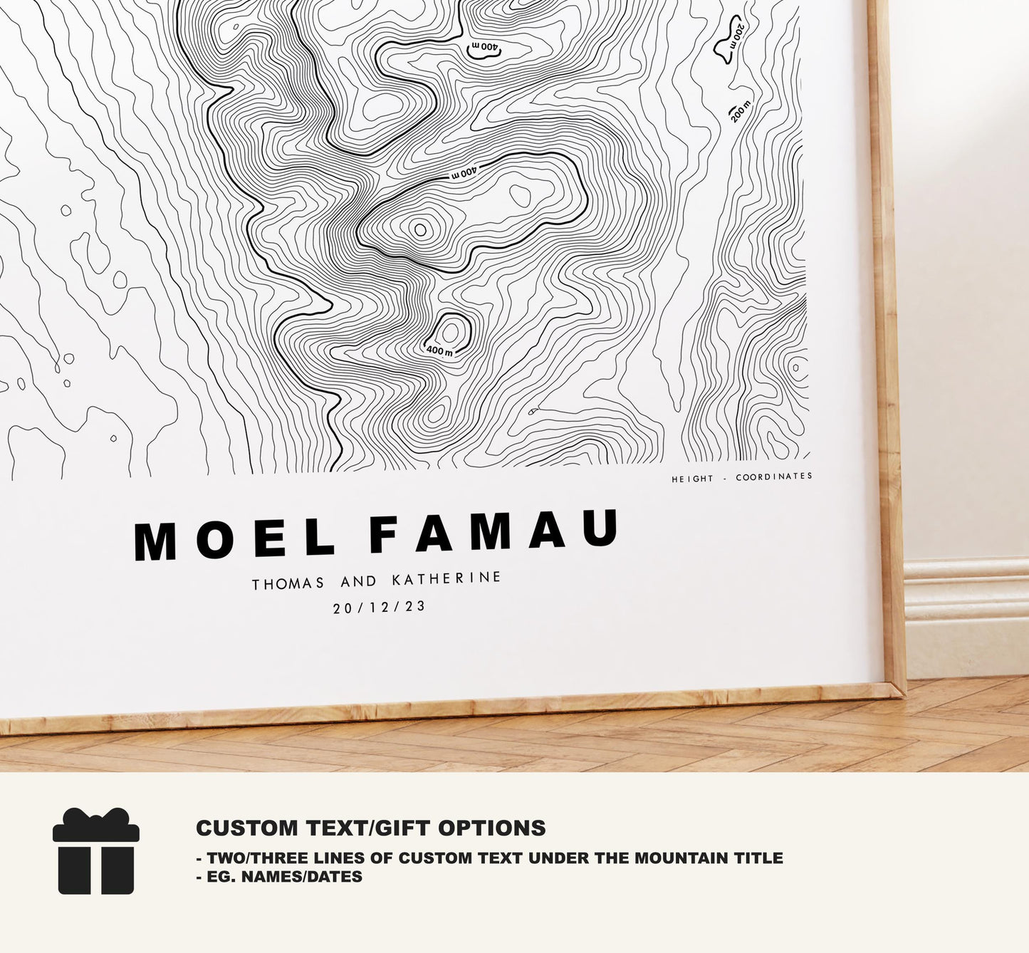 Moel Famau Print - Contour Map - Clwydian Hills - Wales - Topographic Map - Print - Poster - Wall Art - Moel Famau Map - Clwydian Range
