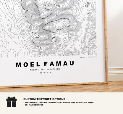 Moel Famau Print - Contour Map - Clwydian Hills - Wales - Topographic Map - Print - Poster - Wall Art - Moel Famau Map - Clwydian Range