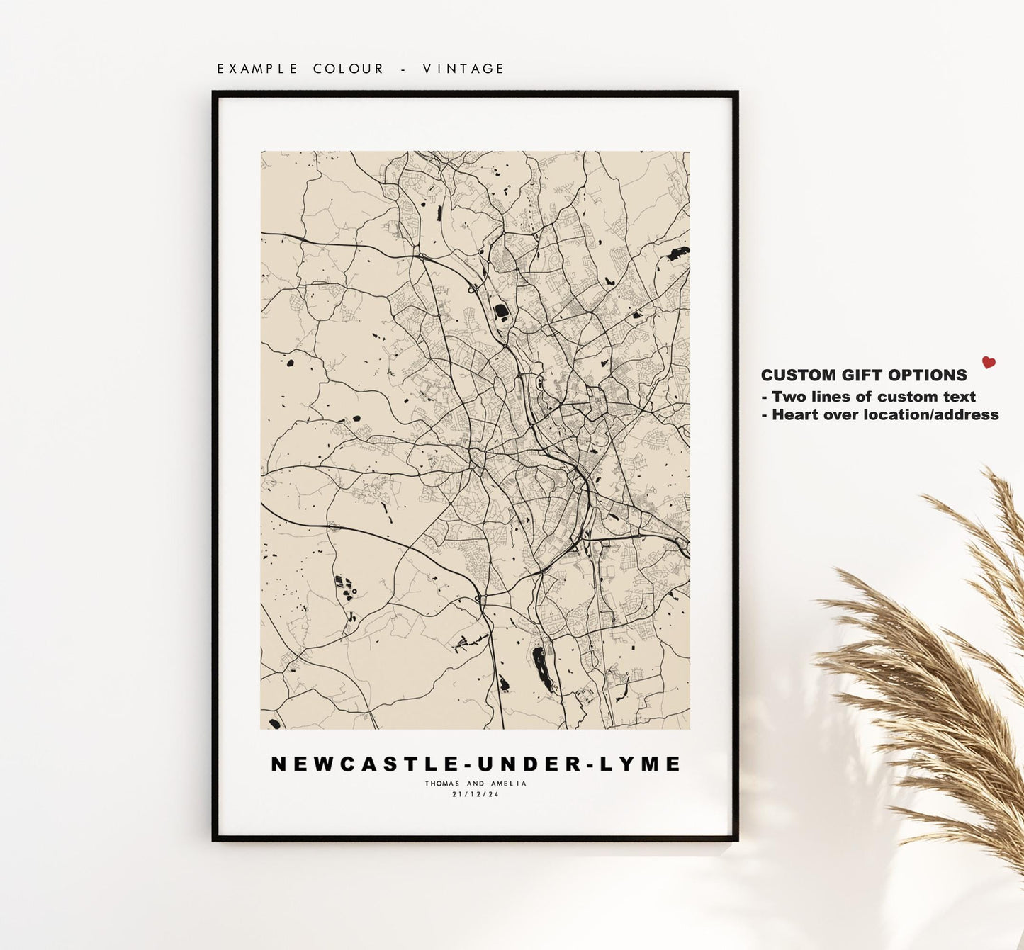 Newcastle-under-Lyme Map Print - Minimalist City Map Poster - Map Art - UK - Newcastle-under-Lyme Print - Different Colours Available