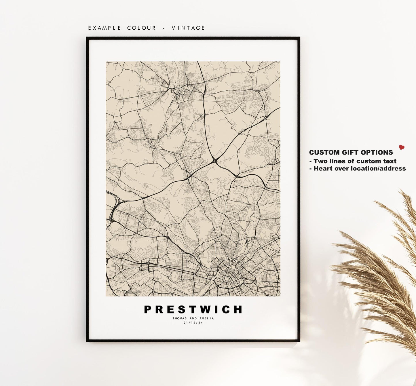 Prestwich Map Print - Minimalist City Map Poster - Map Art - UK - Prestwich Print - Prestwich, Manchester - Different Colours Available