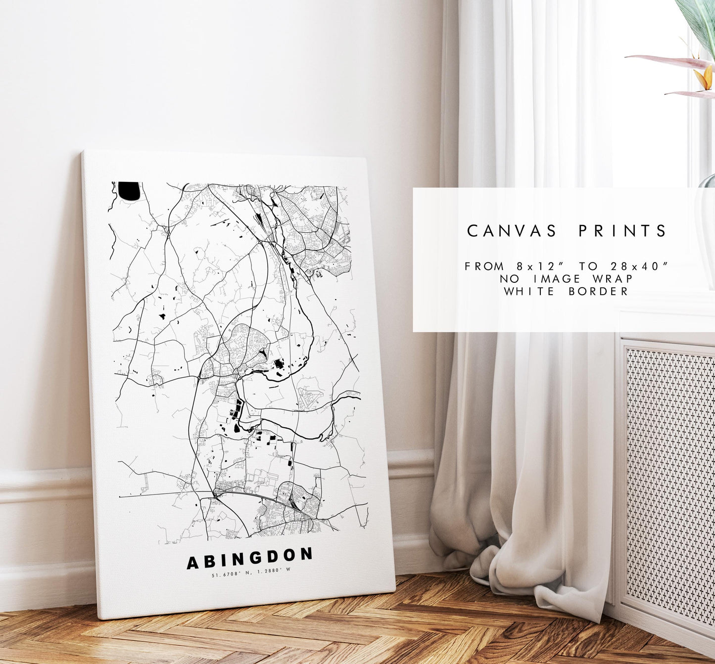 Abingdon Map Print - Minimalist City Map Poster - Map Art - UK - Abingdon Print - Abingdon, Oxfordshire Poster - Different Colours Available