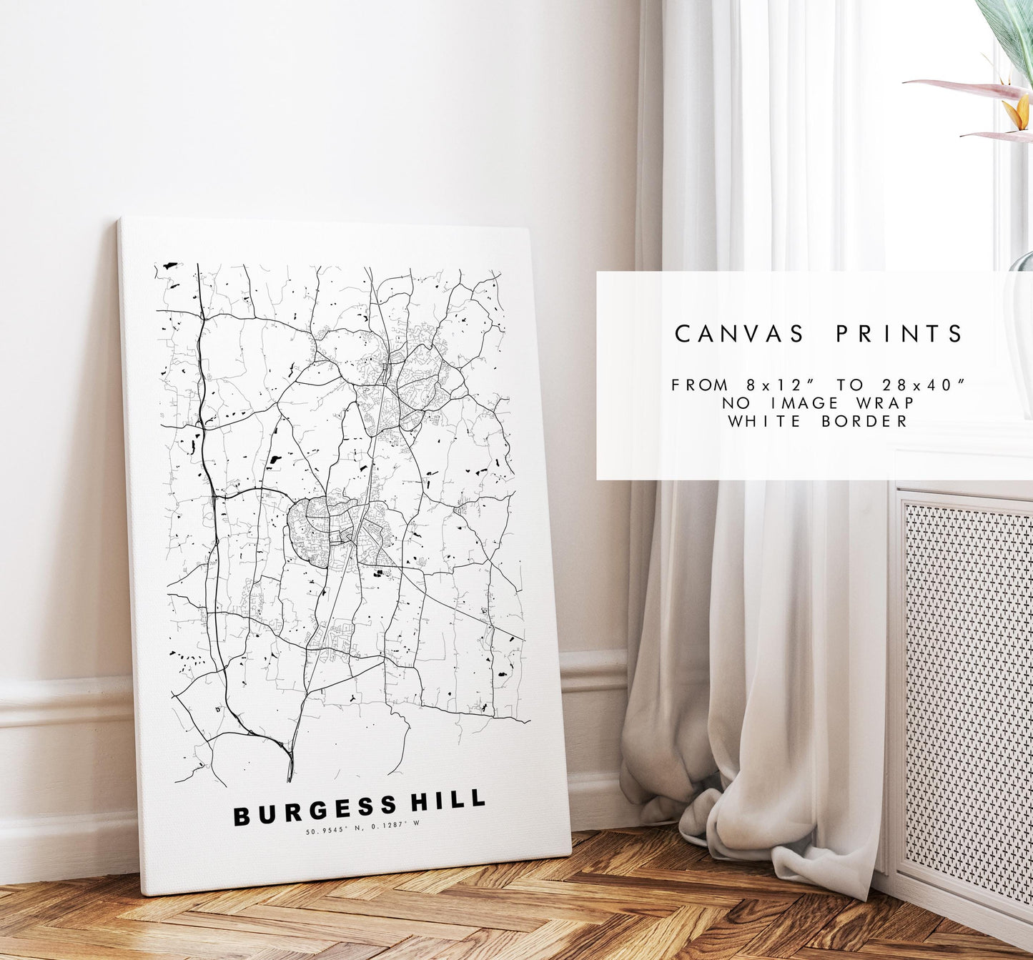 Burgess Hill Map Print - Minimalist City Map Poster - Map Art - UK - Burgess Hill Print - West Sussex - Different Colours Available