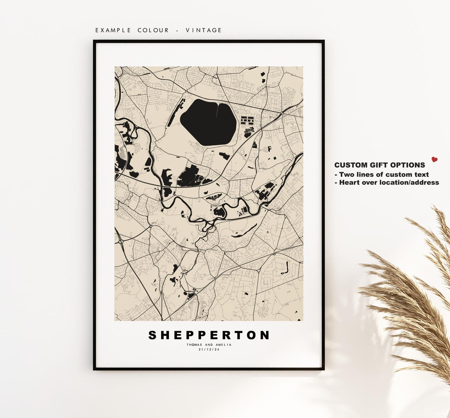 Shepperton Map Print - Minimalist City Map Poster - Map Art - UK - Shepperton Print - Shepperton, Surrey - Different Colours Available