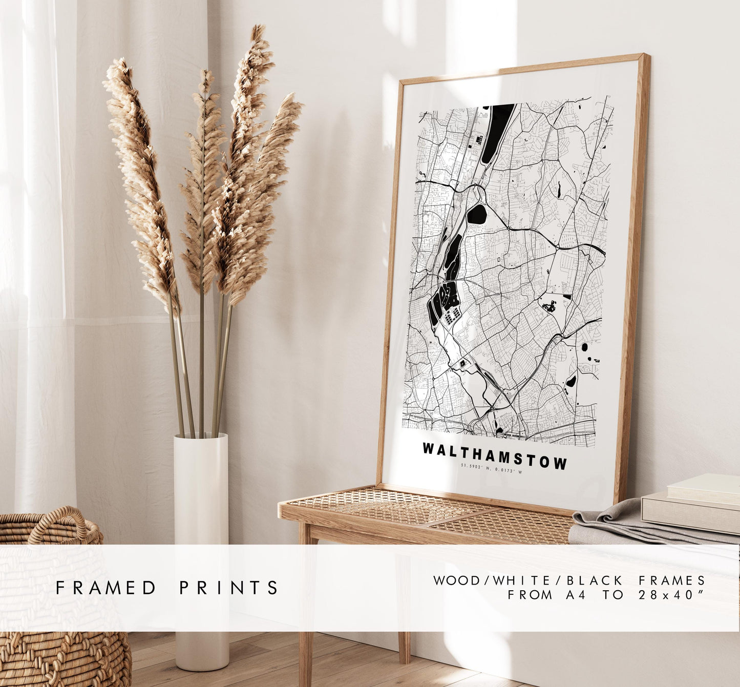 Walthamstow Map Print - Minimalist City Map Poster - Map Art - UK - Walthamstow Print - Walthamstow, London - Different Colours Available