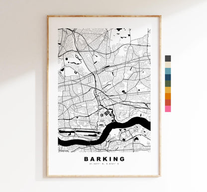 Barking Map Print - Minimalist City Map Poster - Map Art - UK - Barking Print - Barking, London - Different Colours Available