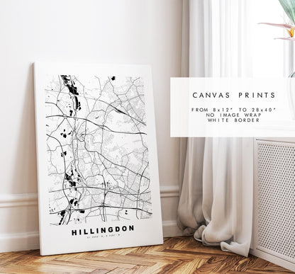 Hillingdon Map Print - Minimalist City Map Poster - Map Art - UK - Hillingdon Print - Hillingdon, London - Different Colours Available