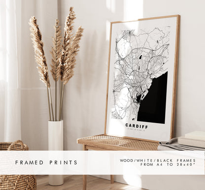 Cardiff Map Print - Minimalist City Map Poster - Map Art - Wales - UK - Cardiff Print - Cardiff Poster - Different Colours Available