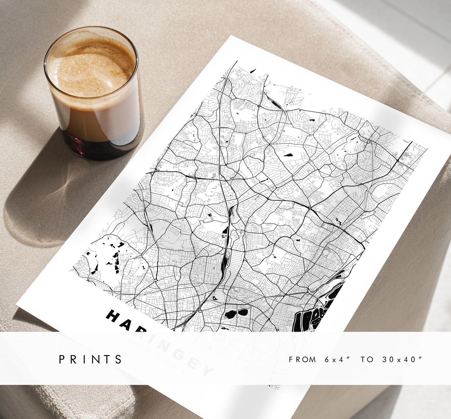 Haringey Map Print - Minimalist City Map Poster - Map Art - UK - Haringey Print - Haringey, London - Different Colours Available