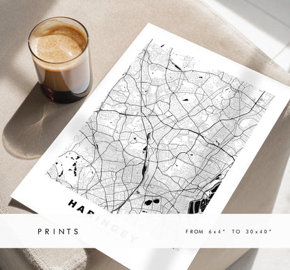Haringey Map Print - Minimalist City Map Poster - Map Art - UK - Haringey Print - Haringey, London - Different Colours Available