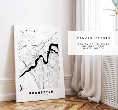 Rochester Map Print - Minimalist City Map Poster - Map Art - UK - Rochester Print - Rochester Poster - Different Colours Available