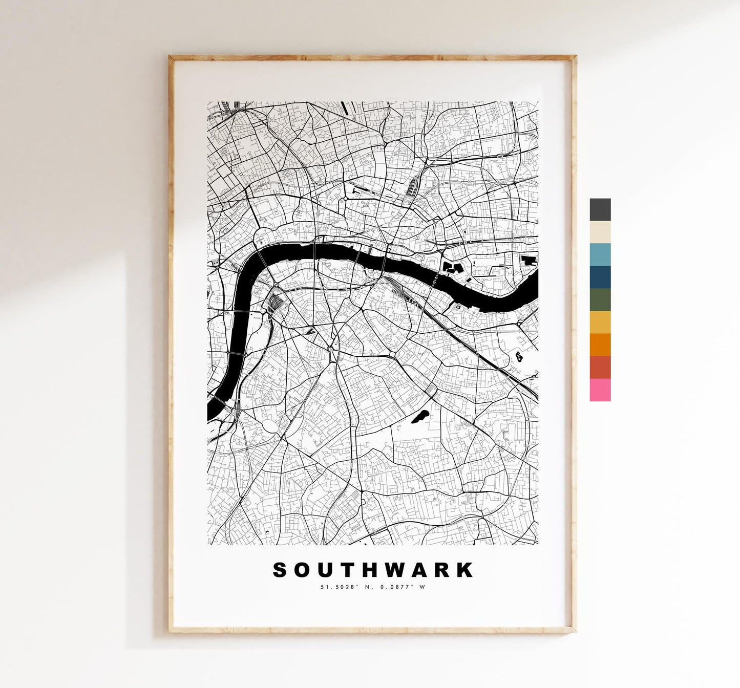 Southwark Map Print - Minimalist City Map Poster - Map Art - UK - Southwark Print - Southwark, London - Different Colours Available