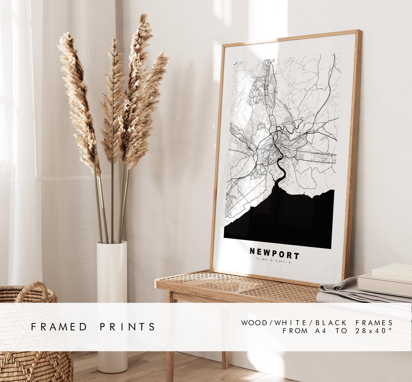 Newport Map Print - Minimalist City Map Poster - Map Art - Wales - UK - Newport Print - Newport Poster - Different Colours Available