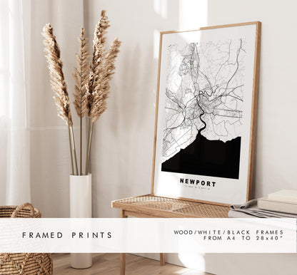 Newport Map Print - Minimalist City Map Poster - Map Art - Wales - UK - Newport Print - Newport Poster - Different Colours Available
