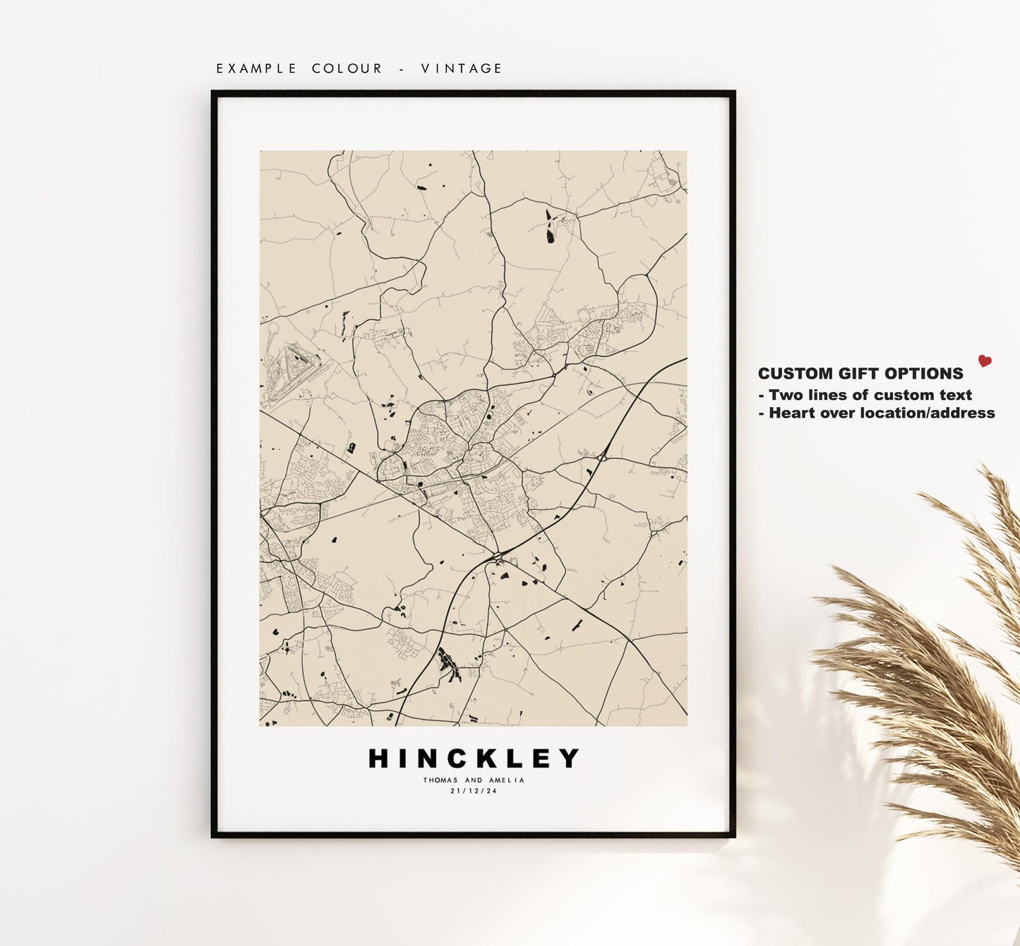 Hinckley Map Print - Minimalist City Map Poster - Map Art - UK - Hinckley Print - Hinckley, Leicestershire - Different Colours Available