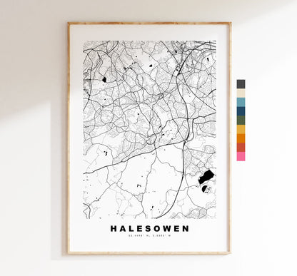 Halesowen Map Print - Minimalist City Map Poster - Map Art - UK - Halesowen Print - Halesowen Poster - Different Colours Available