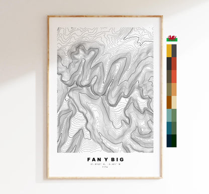 Fan y Big Map Print - Contour Map - Fan y Big Poster - Wales - Topographic Map - Print - Poster - Wall Art - Horseshoe Walk - Brecon Beacons