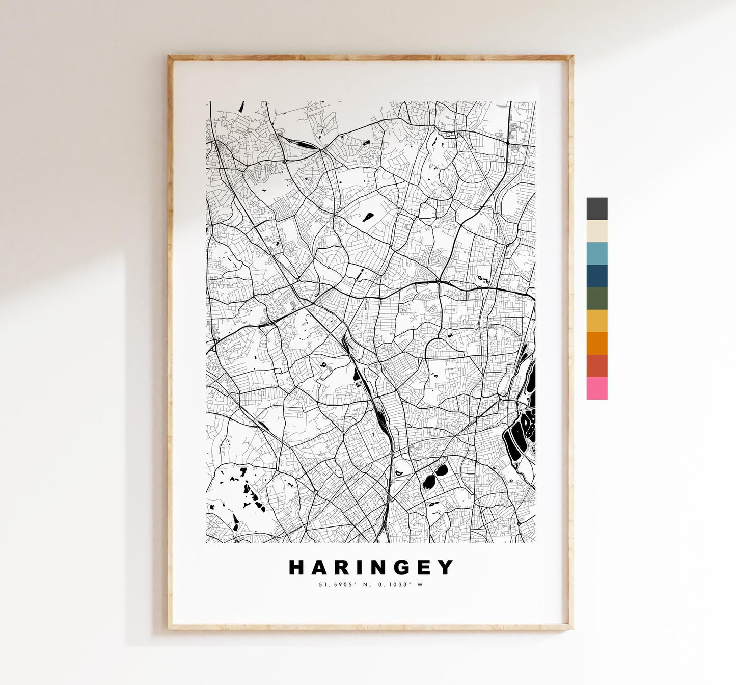 Haringey Map Print - Minimalist City Map Poster - Map Art - UK - Haringey Print - Haringey, London - Different Colours Available
