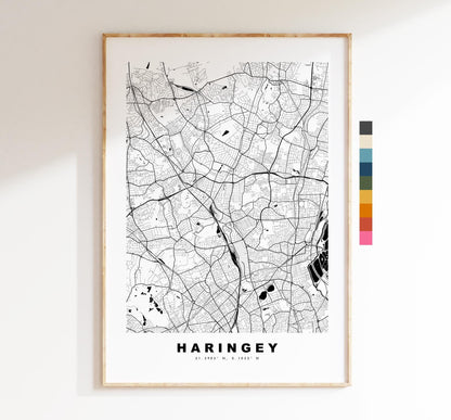Haringey Map Print - Minimalist City Map Poster - Map Art - UK - Haringey Print - Haringey, London - Different Colours Available