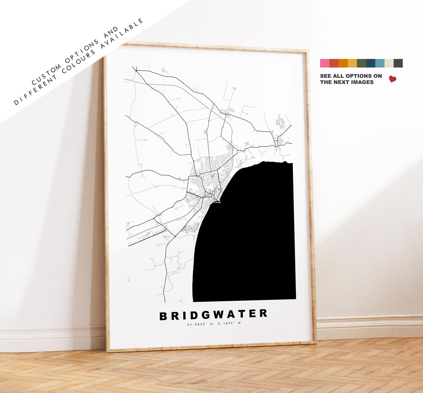 Bridlington Map Print - Minimalist City Map Poster - Map Art - UK - Bridlington Print - Bridlington, Yorkshire - Different Colours Available