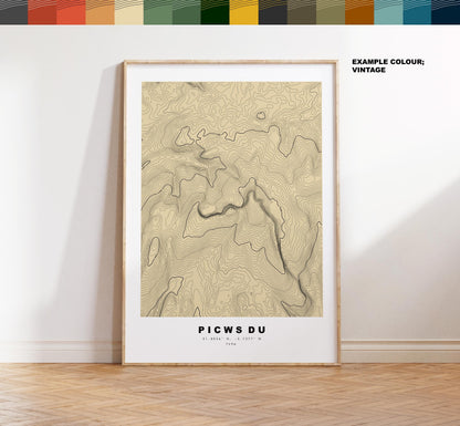 Picws Du Map Print - Contour Map - Picws Du Poster - Wales - Topographic Map - Print - Poster - Wall Art - Carmarthen Fans - Brecon Beacons