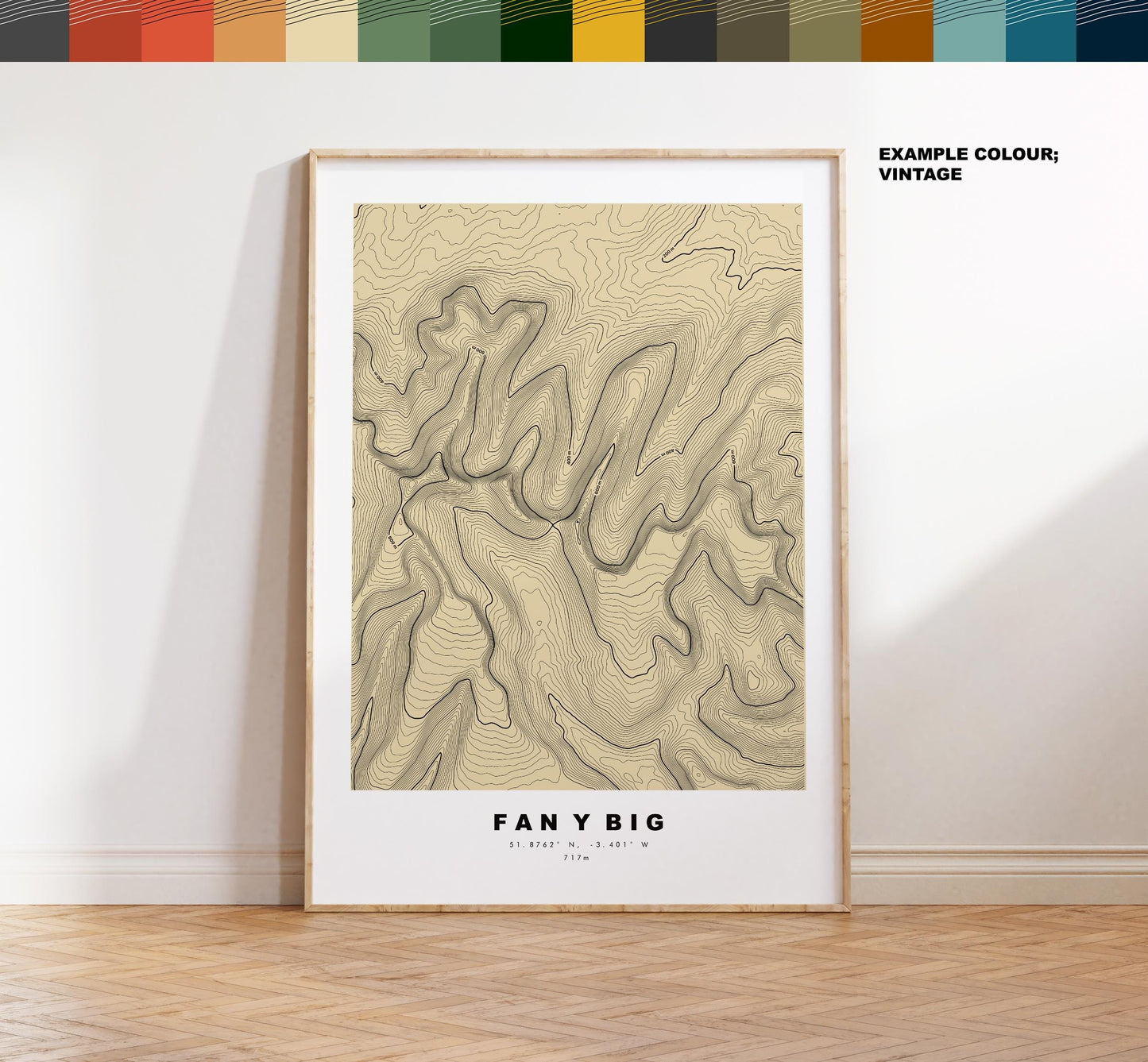 Fan y Big Map Print - Contour Map - Fan y Big Poster - Wales - Topographic Map - Print - Poster - Wall Art - Horseshoe Walk - Brecon Beacons