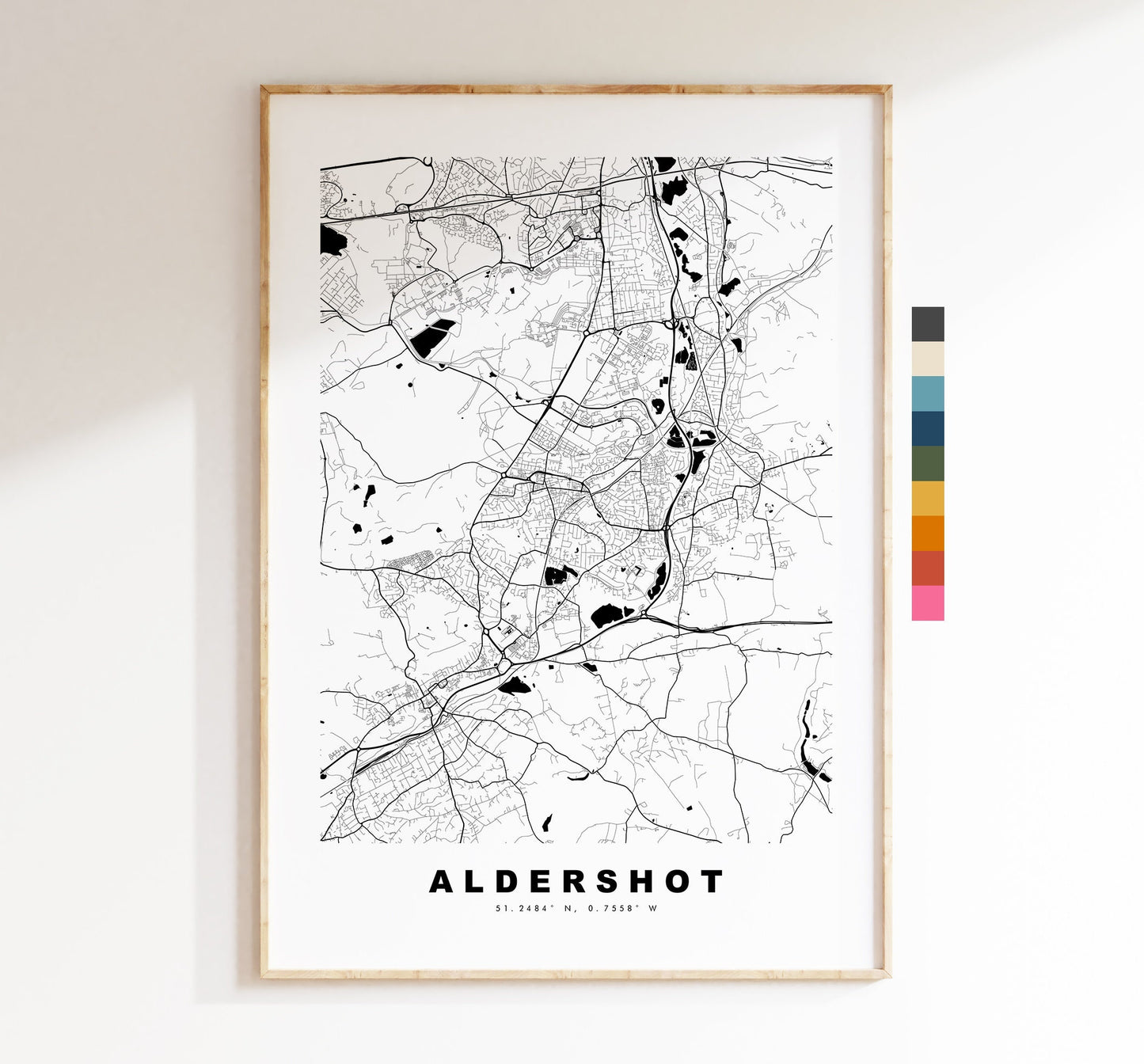 Aldershot Map Print - Minimalist City Map Poster - Map Art - UK - Aldershot Print - Aldershot Poster - Different Colours Available